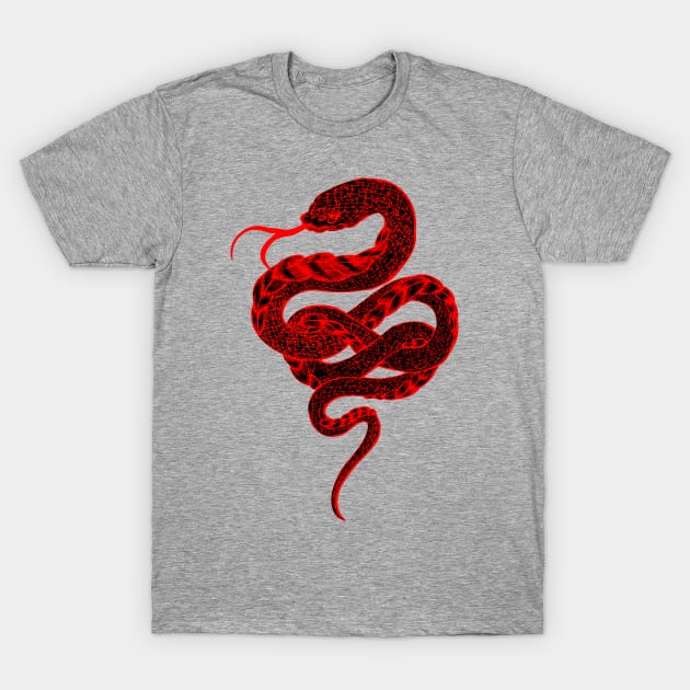 Red Serpent T-Shirt by ThreeHaresWares